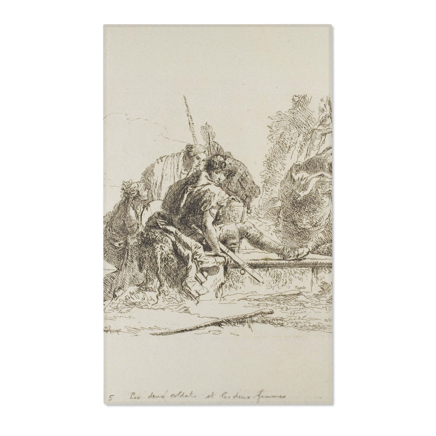 Two Soldiers and Two Women - Giovanni Battista Tiepolo Area Rug