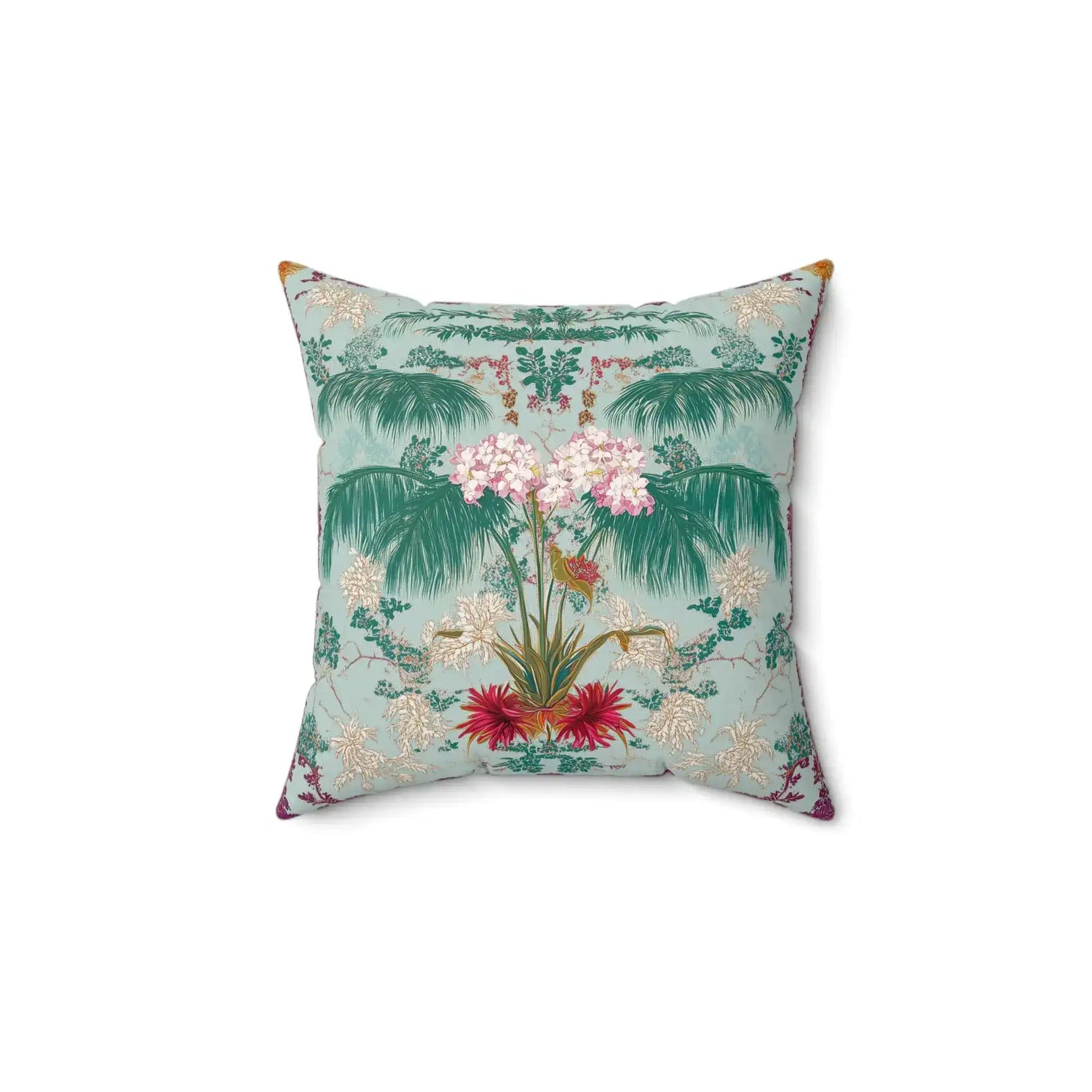 Orchid Oasis Palm Throw Pillow