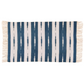 Handwoven Blue and White Stripe Ikat Cotton Rug with Fringes