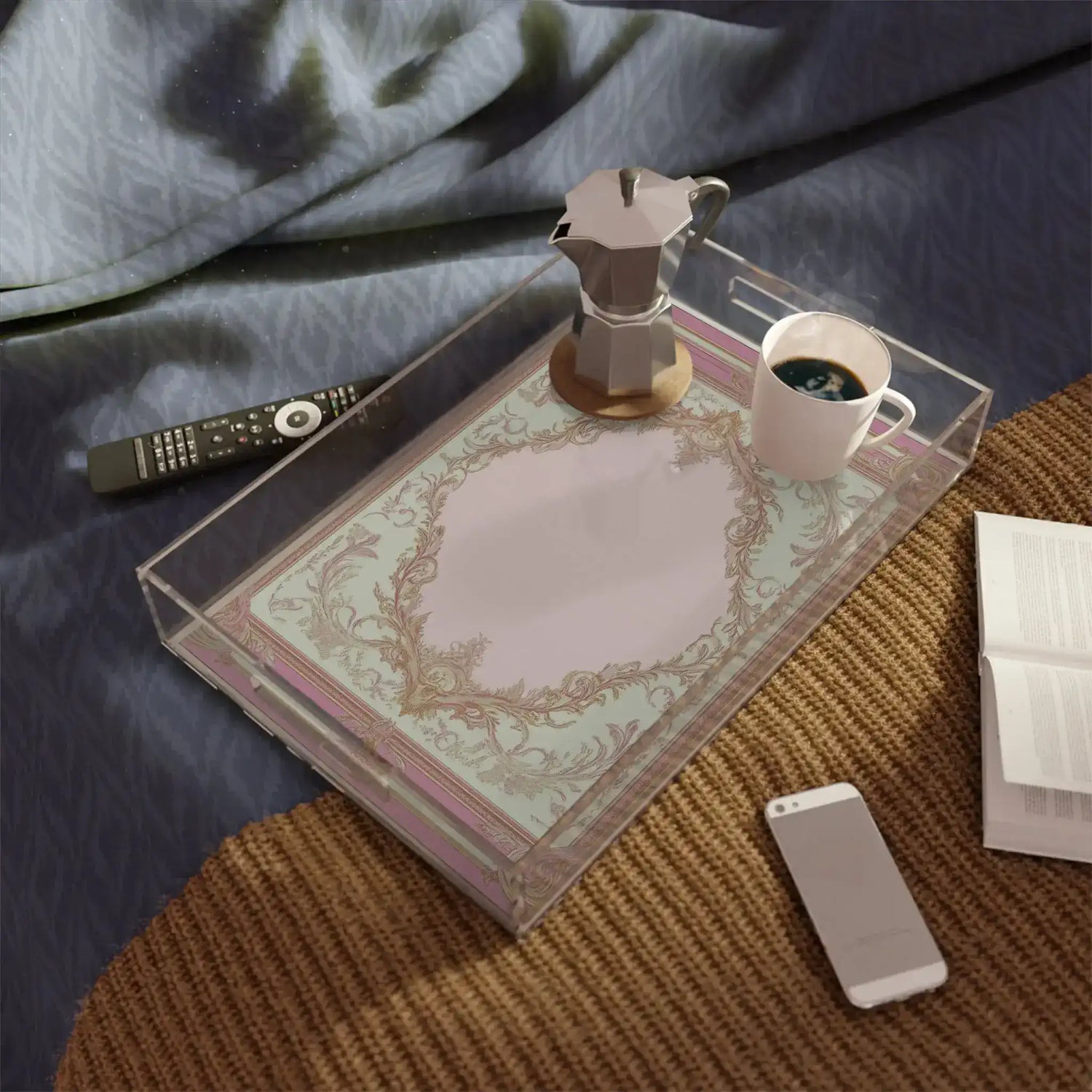 Opulent Floral Frame Serving Tray