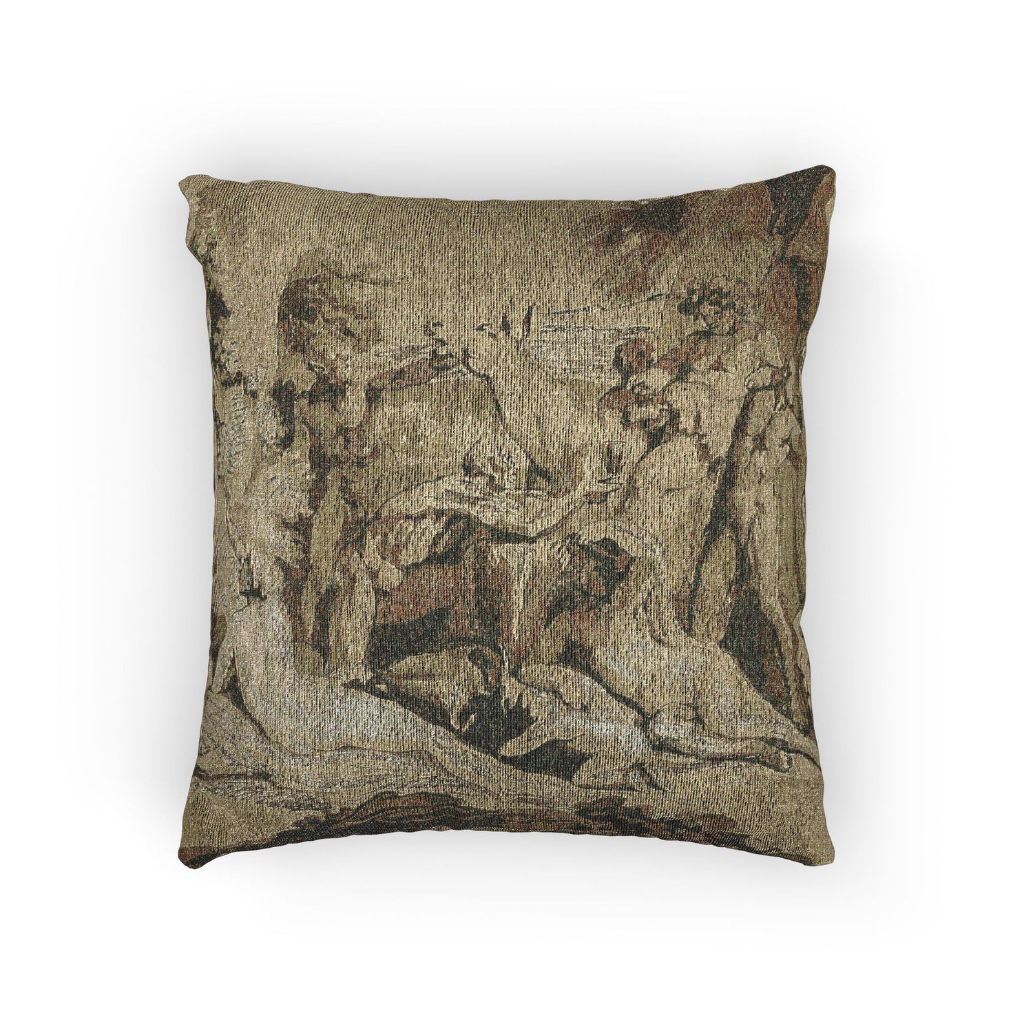 Nicolas Poussin - Drunken Silenus Satyr and Nymphs | Woven Pillow