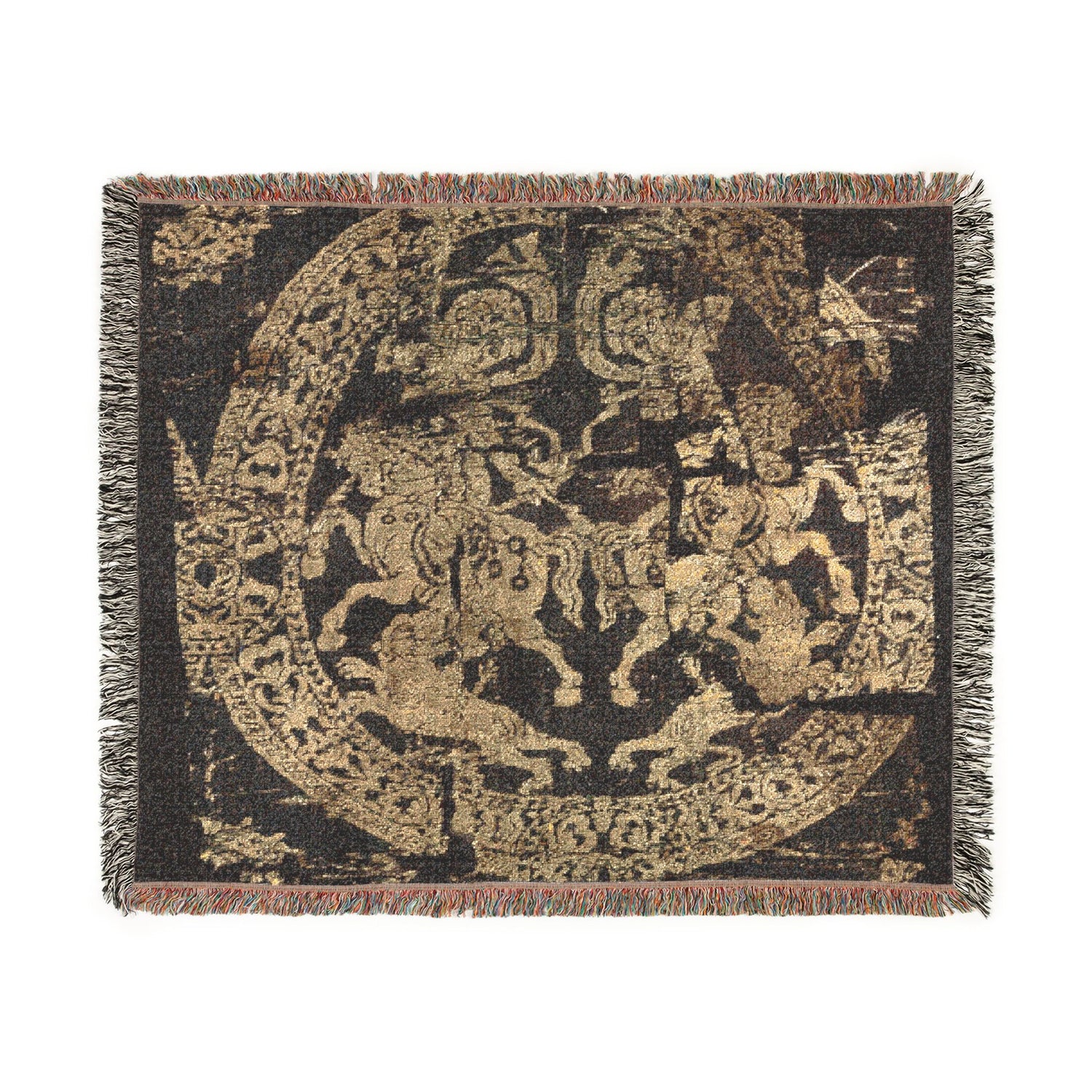Roundel with Amazons, from a tunic Woven Throw Blanket