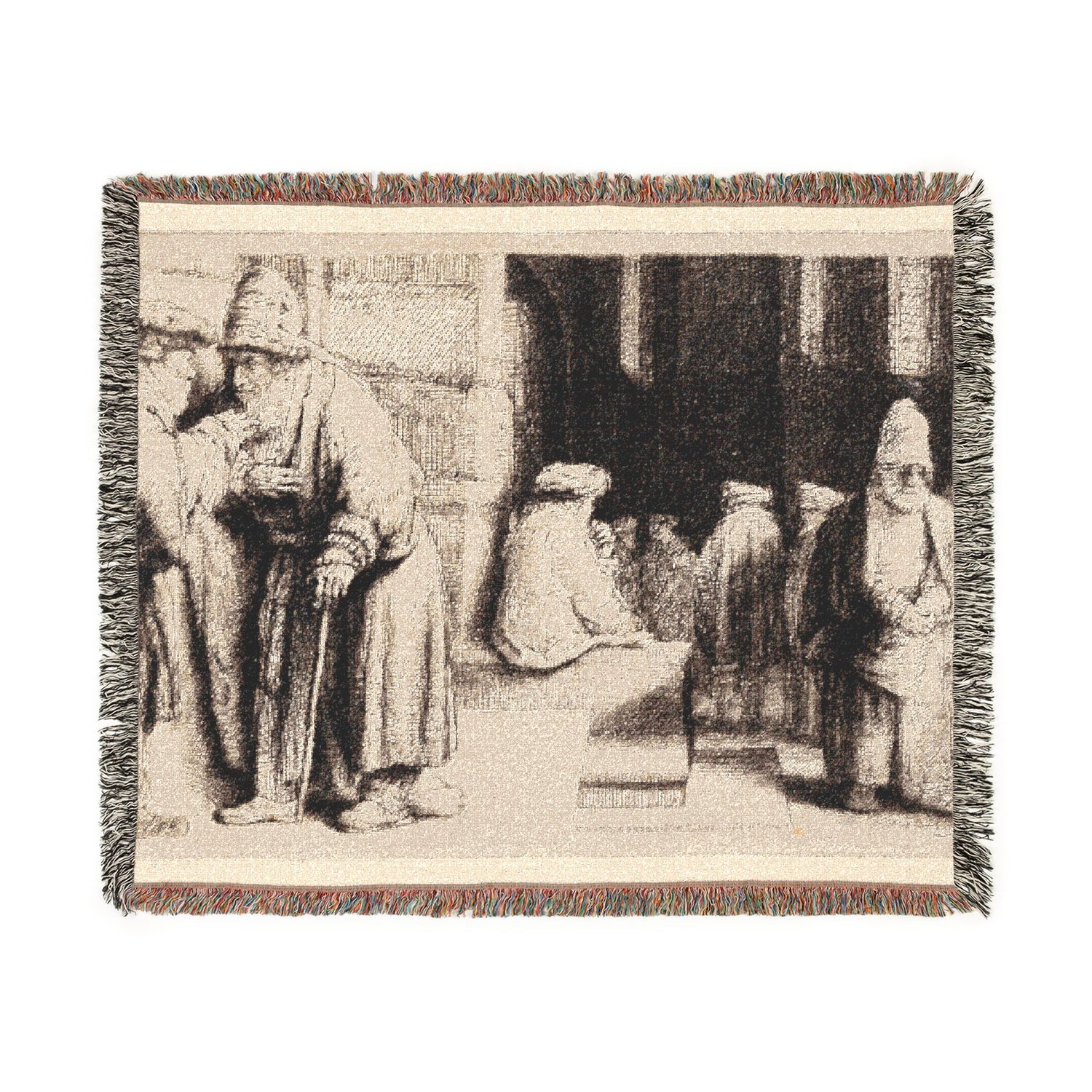 Jews in the Synagogue - Rembrandt van Rijn Tapestry Blanket