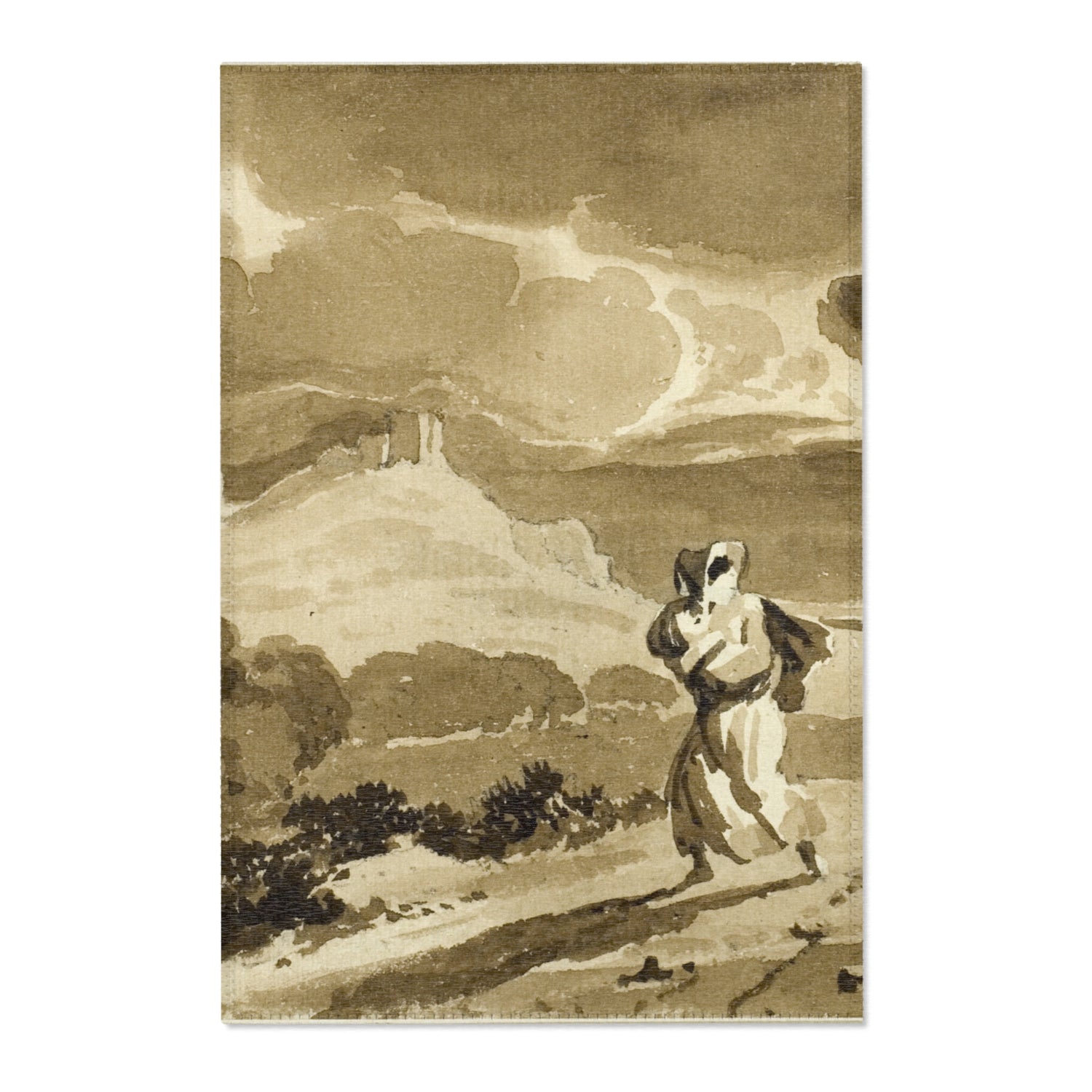 Woman with Baby Fleeing Across Moors - John Constable Area Rug
