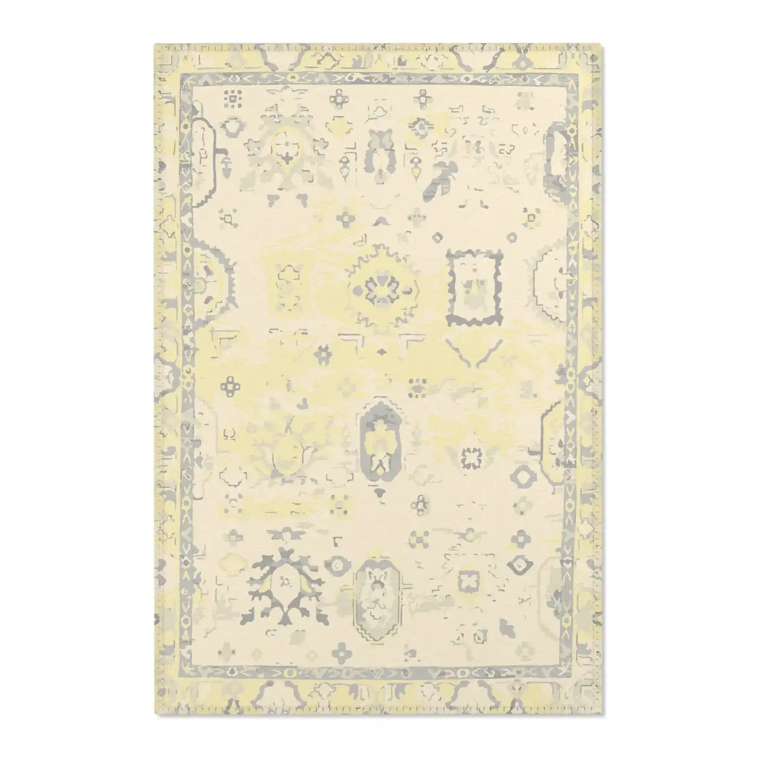 Soft Ivory & Gray Vintage Medallion Accent Rug