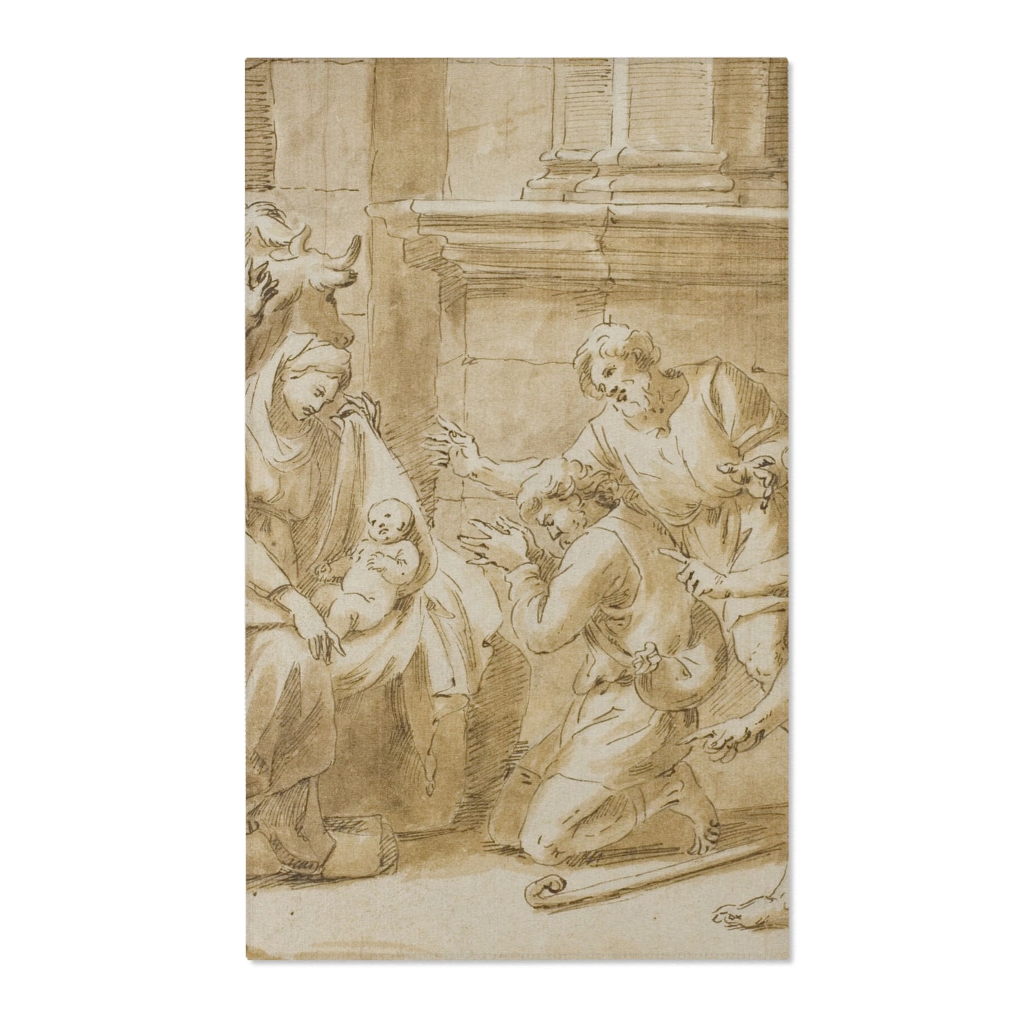 Adoration of the Shepherds - Nicolas Poussin Area Rug