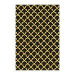 Golden Art Deco Scale Black Tufted Rug