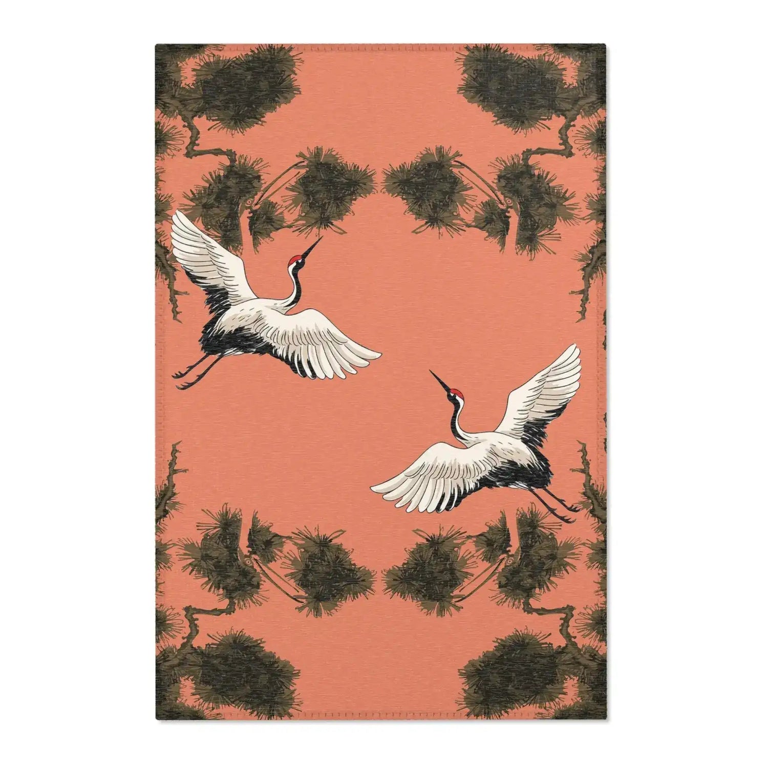Dancing Cranes in Sunset Pines Accent Rug
