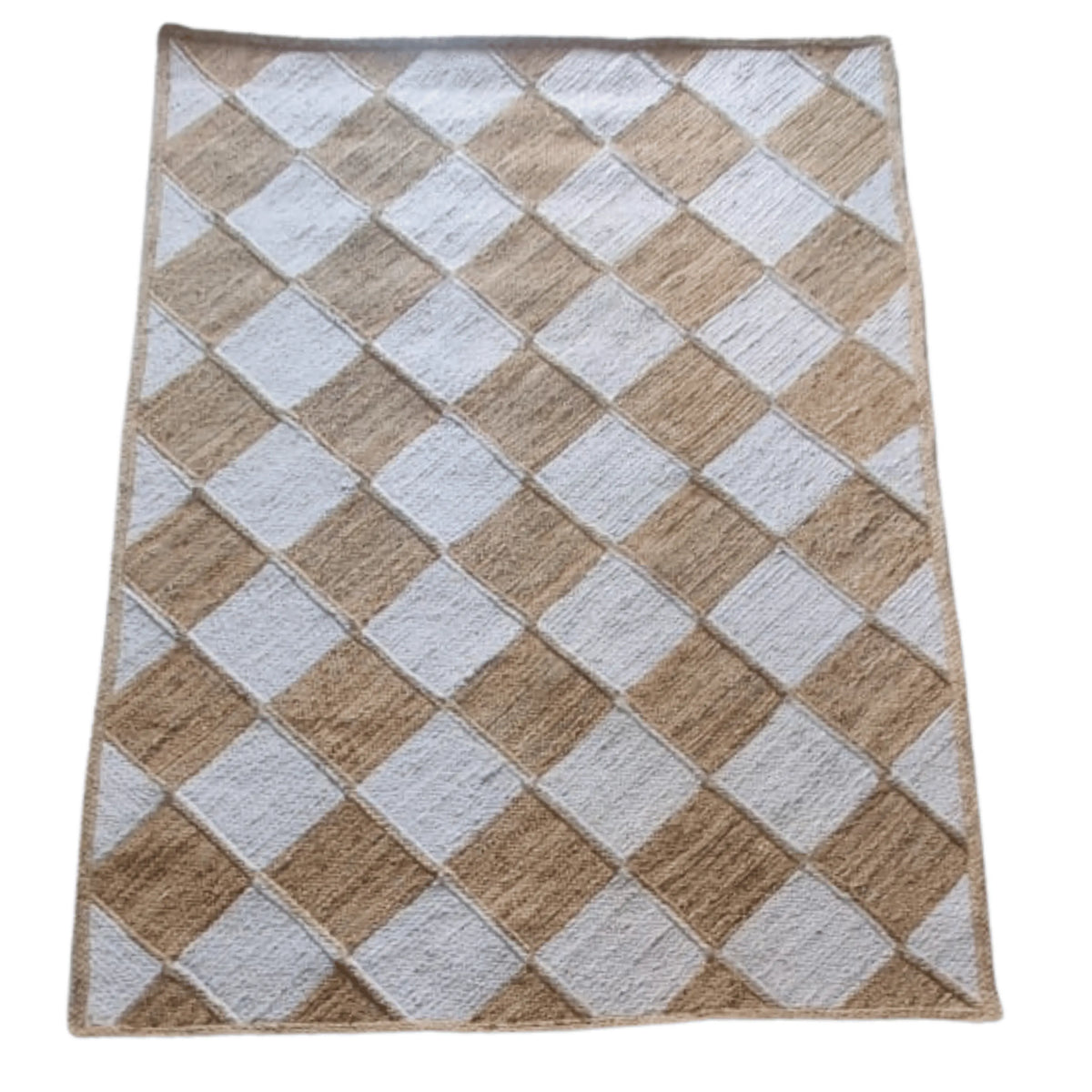 Diamond Checker Jute Rug - Natural and White