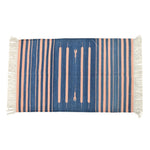 Handwoven Peachy Azure Serenity Fringe Haven Cotton Rug