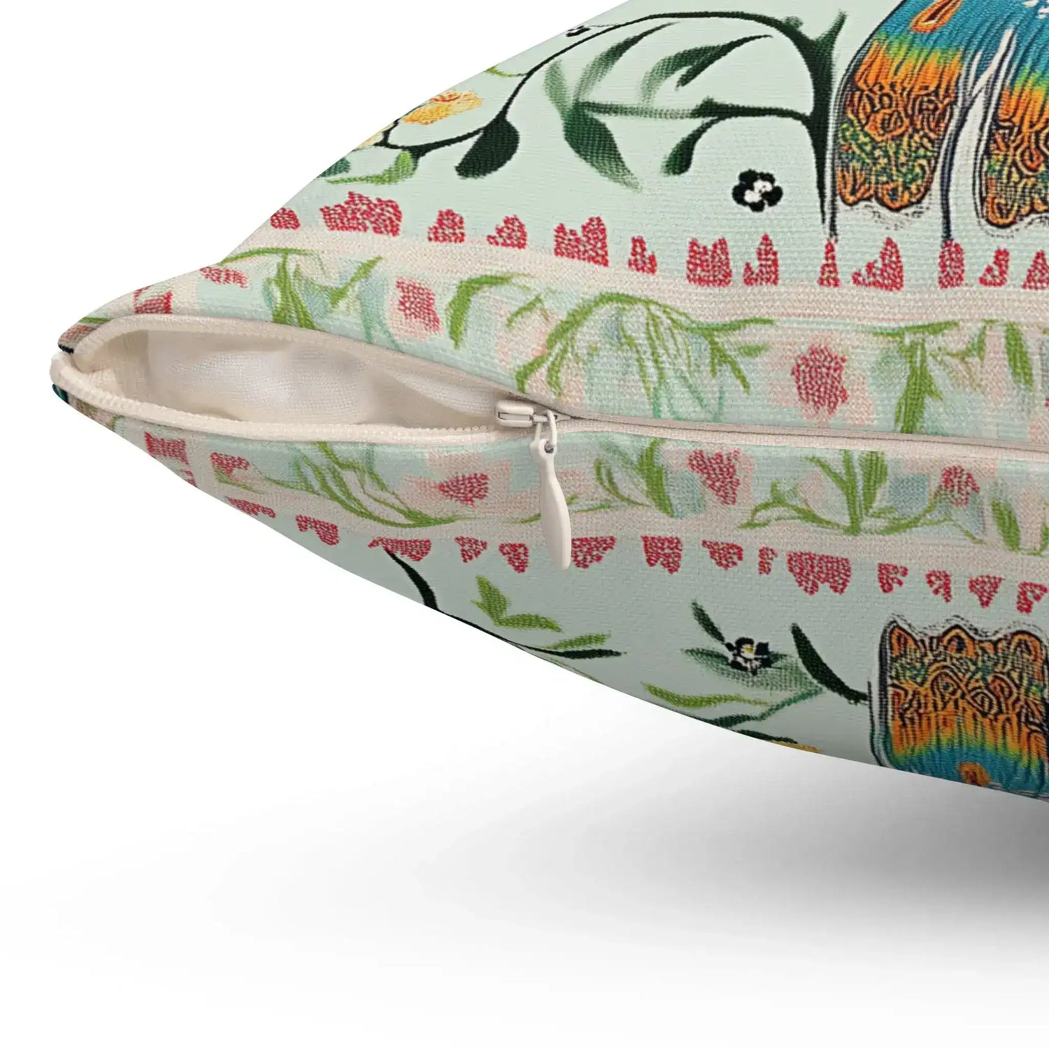 Garden Crest Bird Throw Pillow