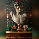 Gray Stone Hermes Sculpture styled in a room setting