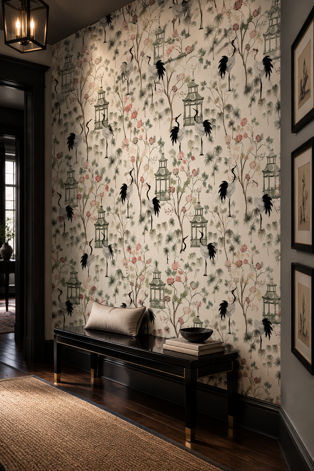 Chinoiserie and Cranes Wallpaper