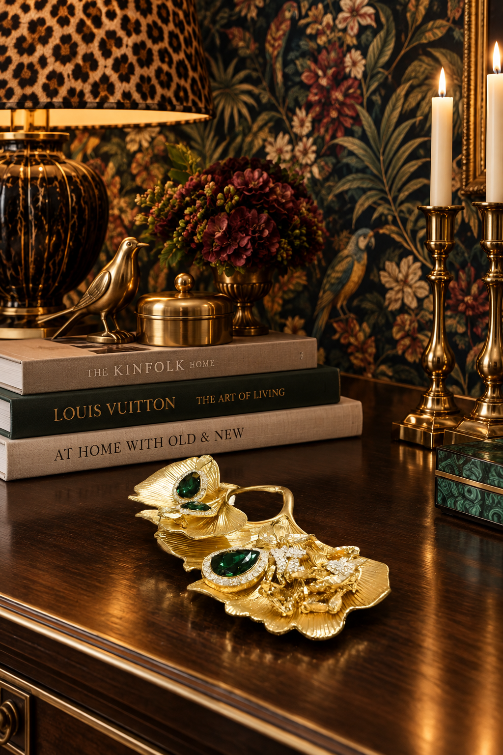 Gold Gingko Leaves Trinket