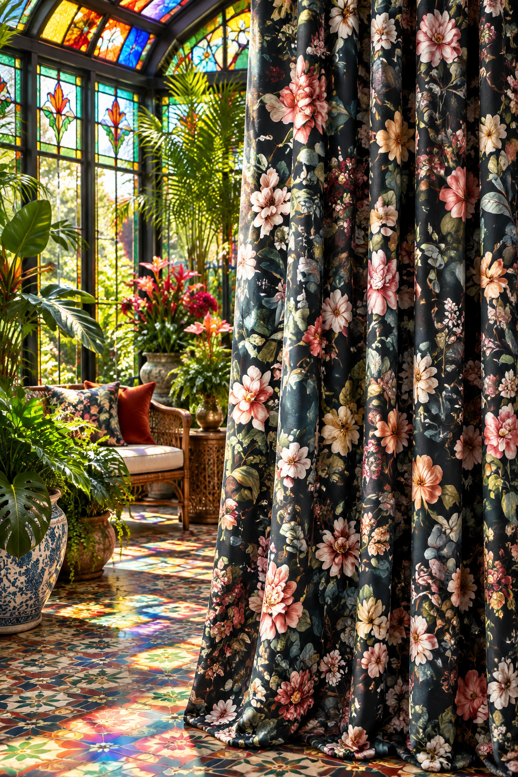 Nina Floral Fabric Curtain