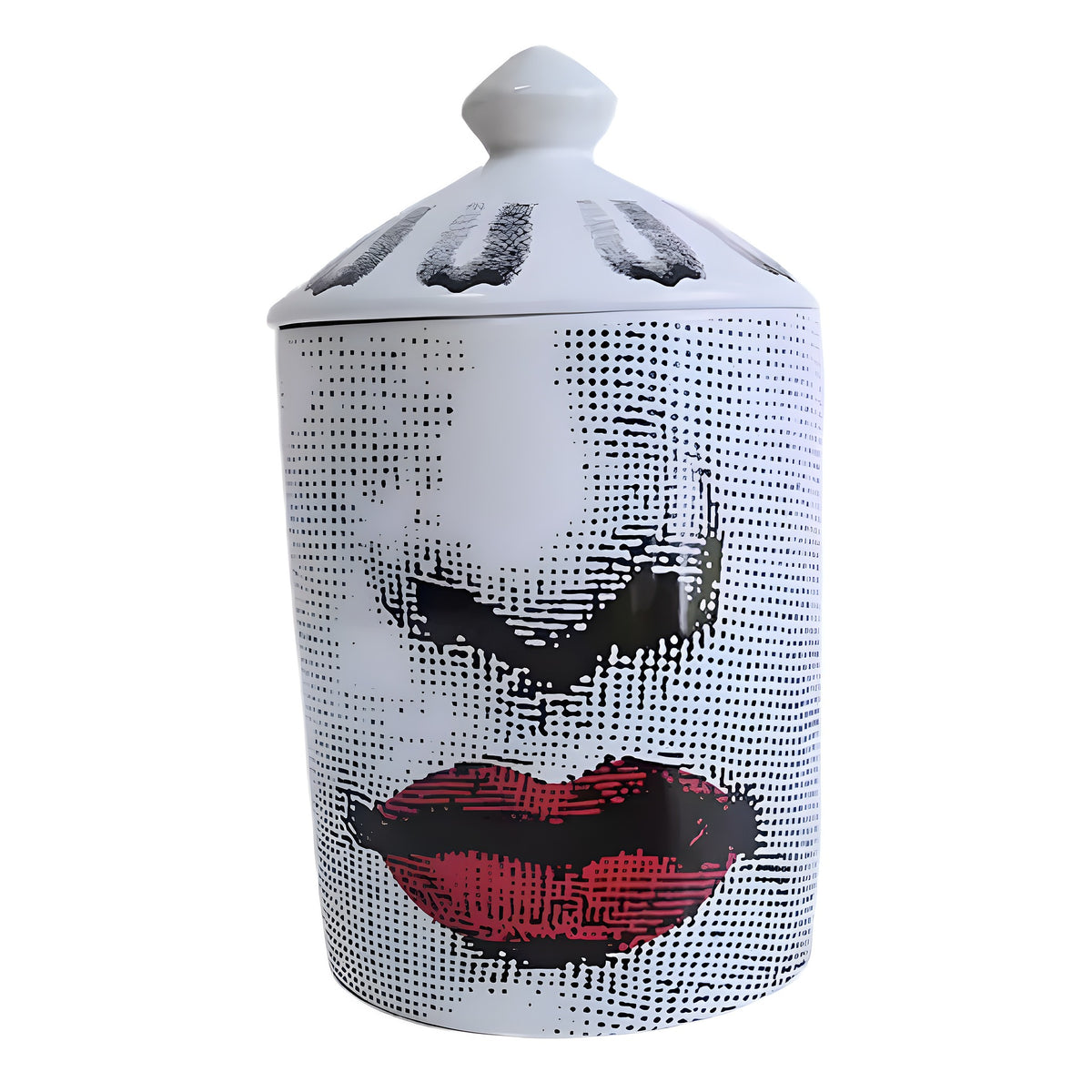 Red Lip Ceramic Candle Jar with Lid