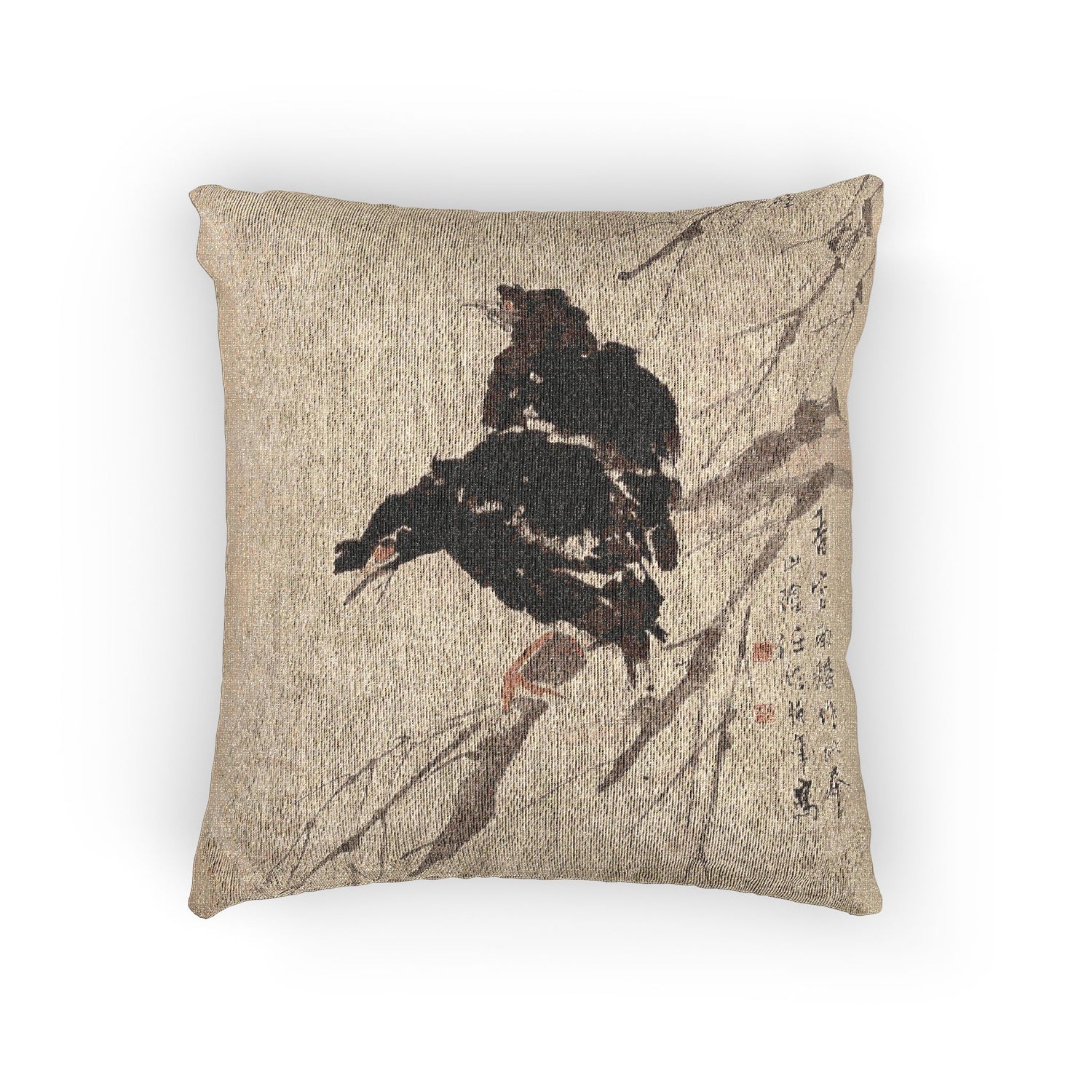 038_mynah-and-lotus | Woven Pillow - MAIA HOMES