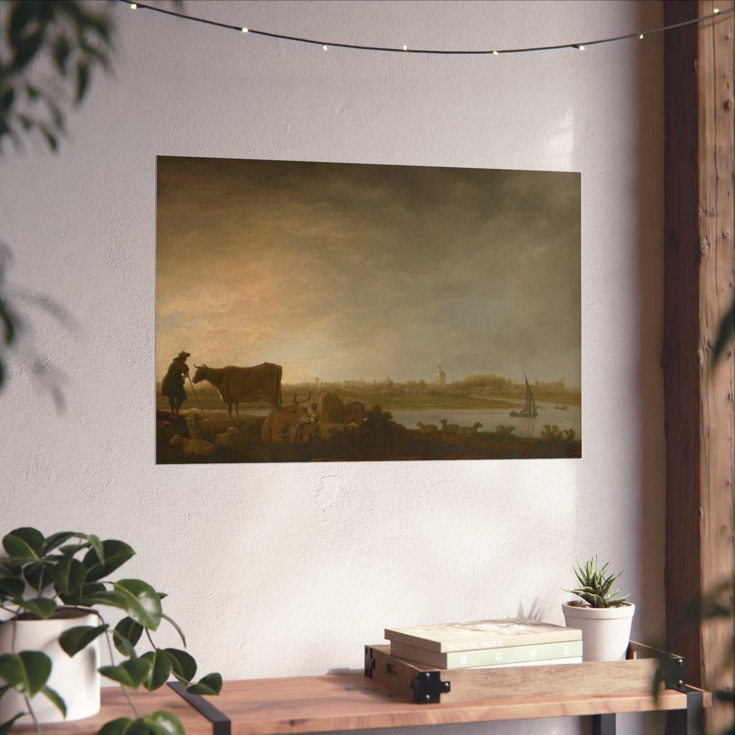 View of Vianen with a Herdsman and Cattle - Aelbert Cuyp Fine Art Poster