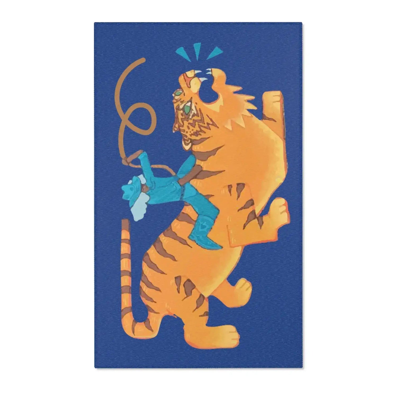 Cowboy Riding Tiger Accent rug