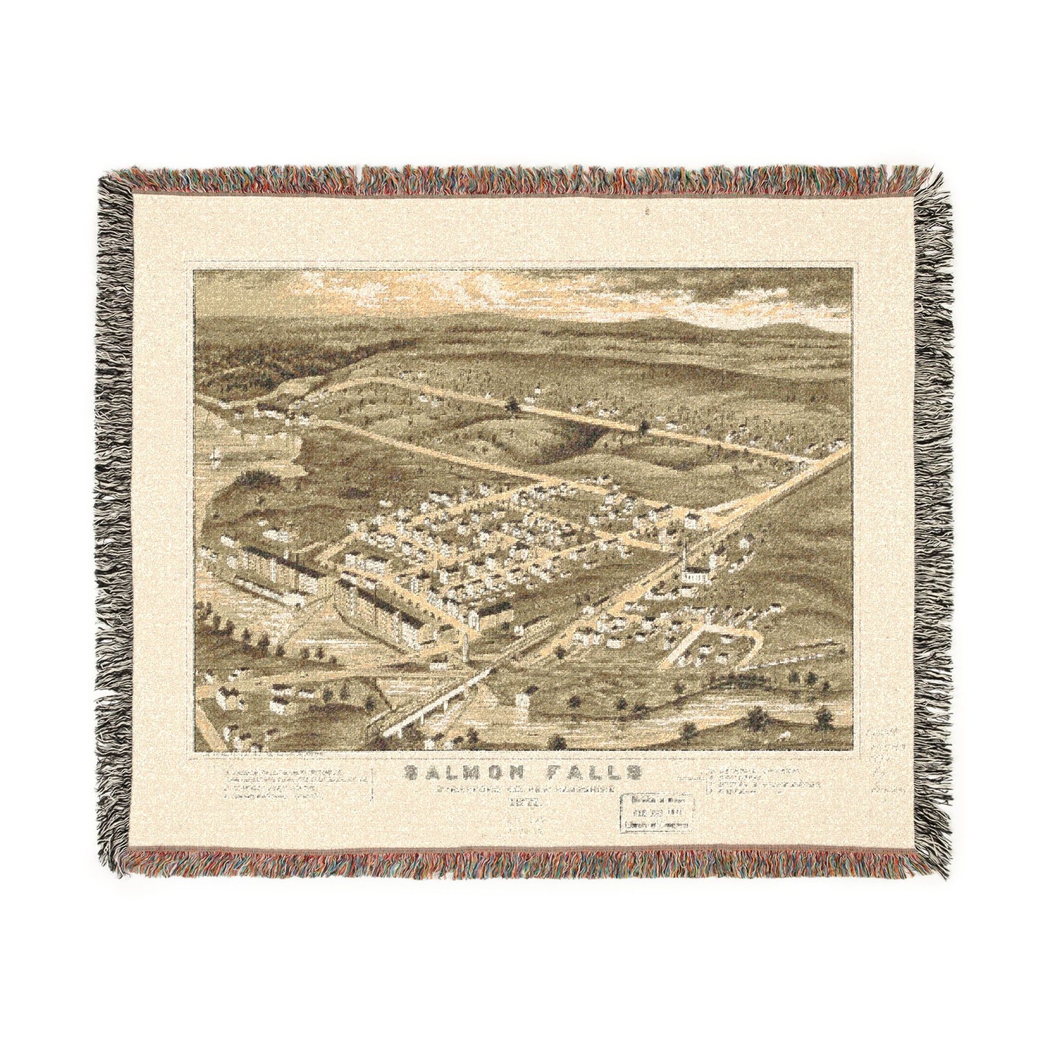 Salmon Falls, Strafford Co., New Hampshire 1877 Woven Throw Blanket