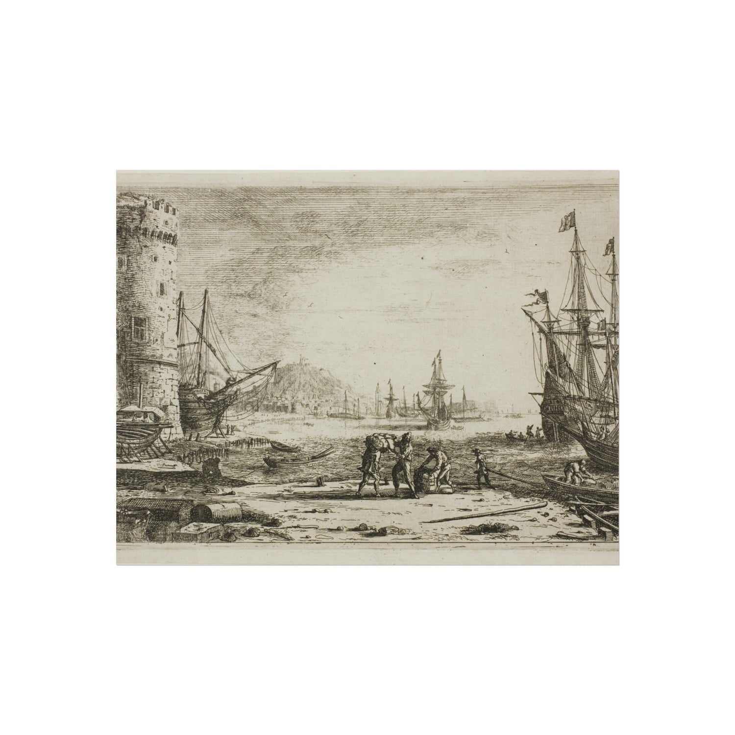 Harbor with a Large Tower - Claude Lorrain Fine Art Poster