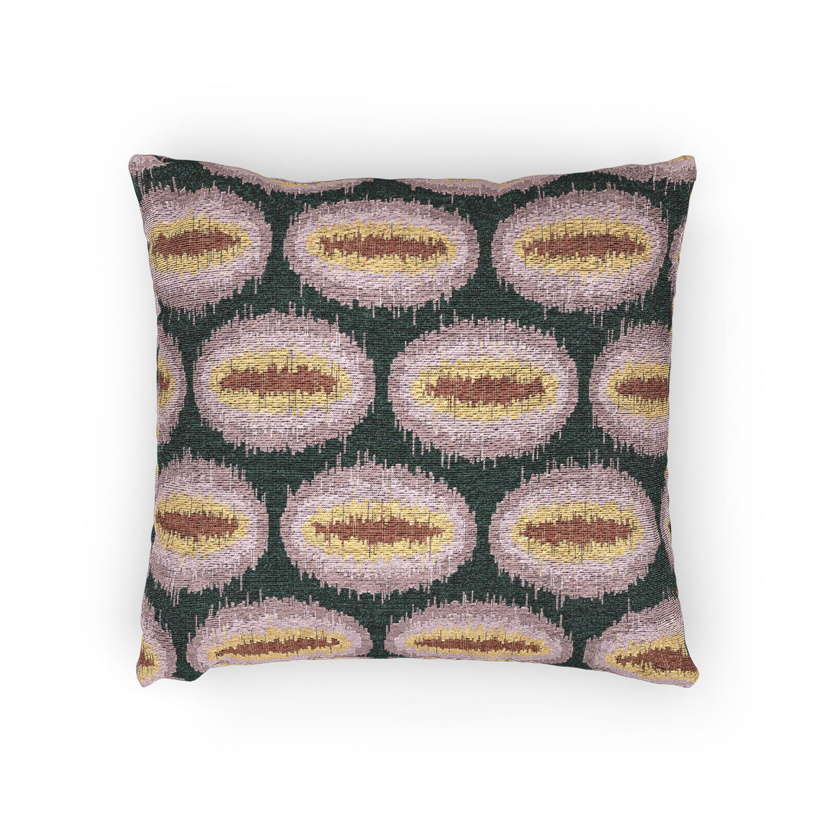 Emerald & Pink Ikat Oval Woven Pillow