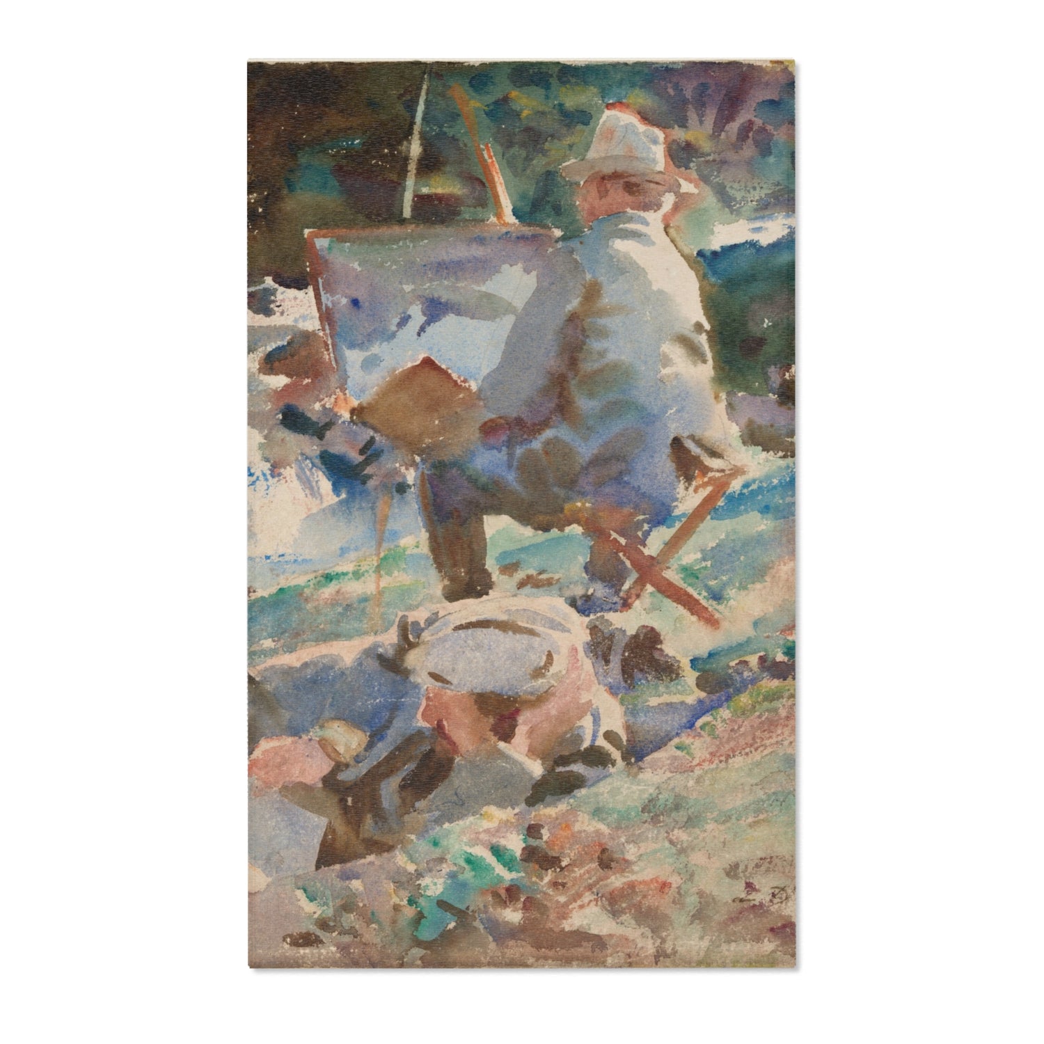 An Artist at His Easel - John Singer Sargent Area Rug