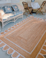 Handmade White Scalloped Jute Rug