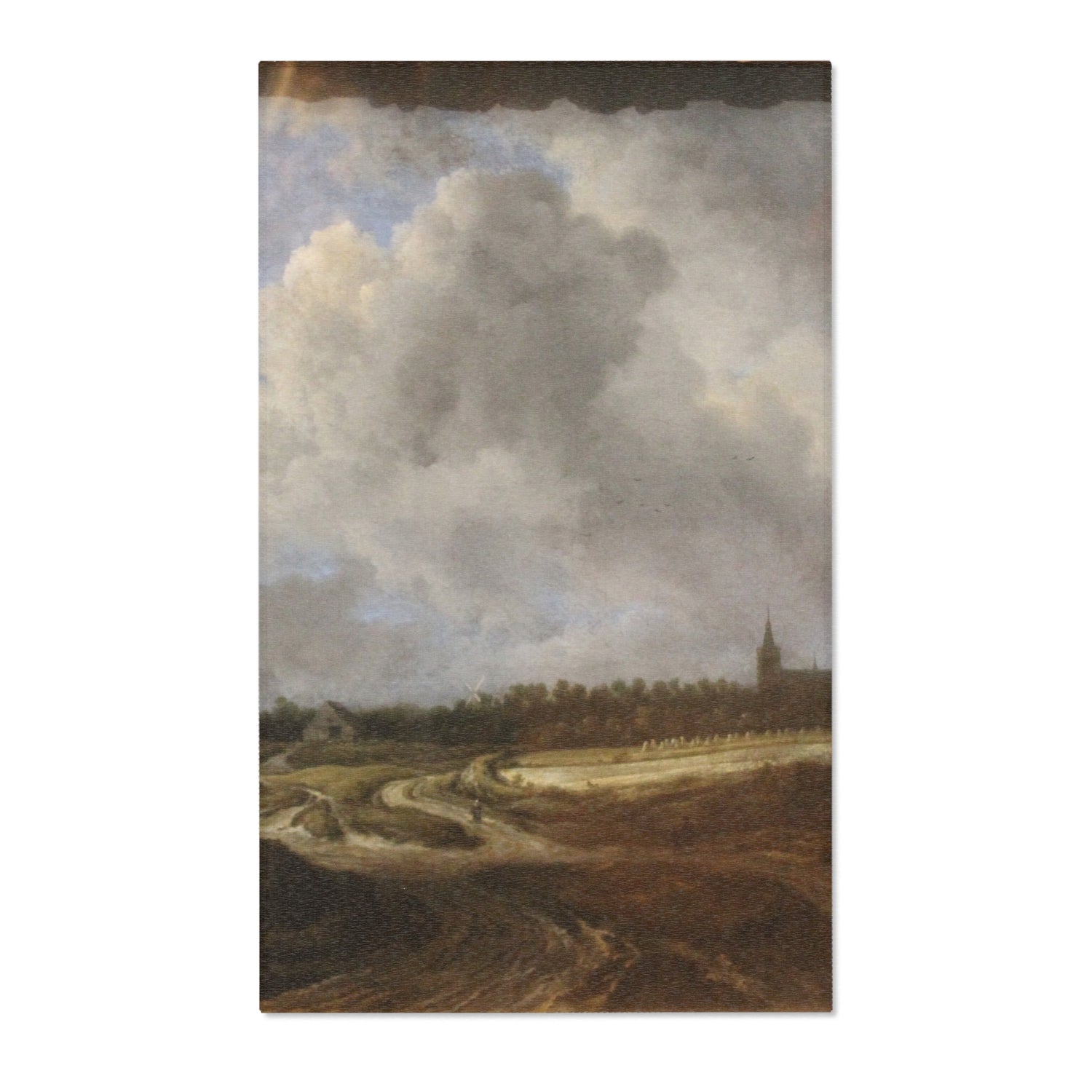 A Forest Village behind the Dunes - Jacob van Ruisdael Area Rug