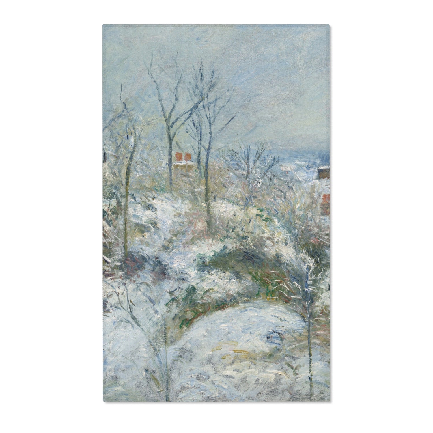 Rabbit Warren at Pontoise, Snow - Camille Pissarro Area Rug