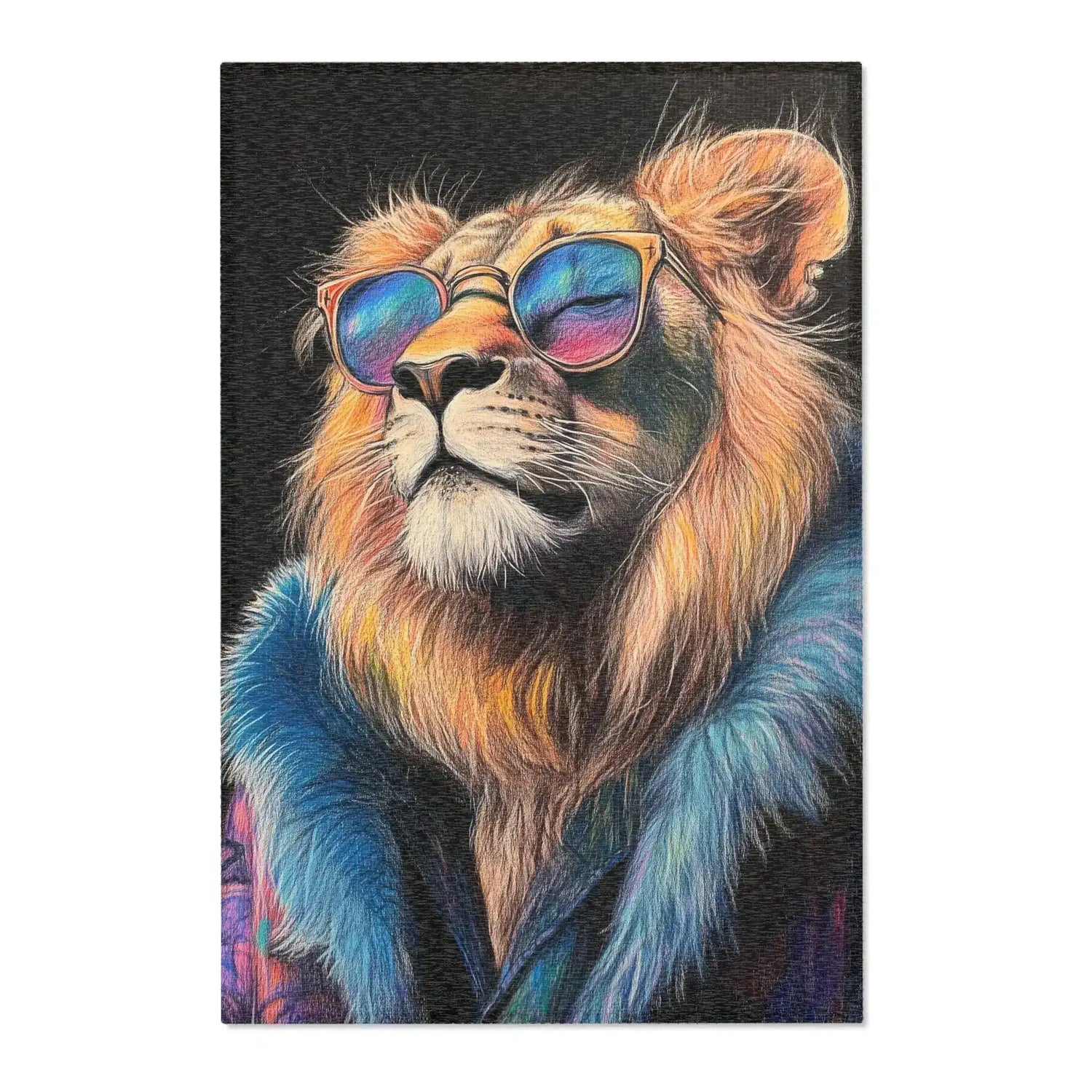 Neon King Vibrant Lion Accent Rug
