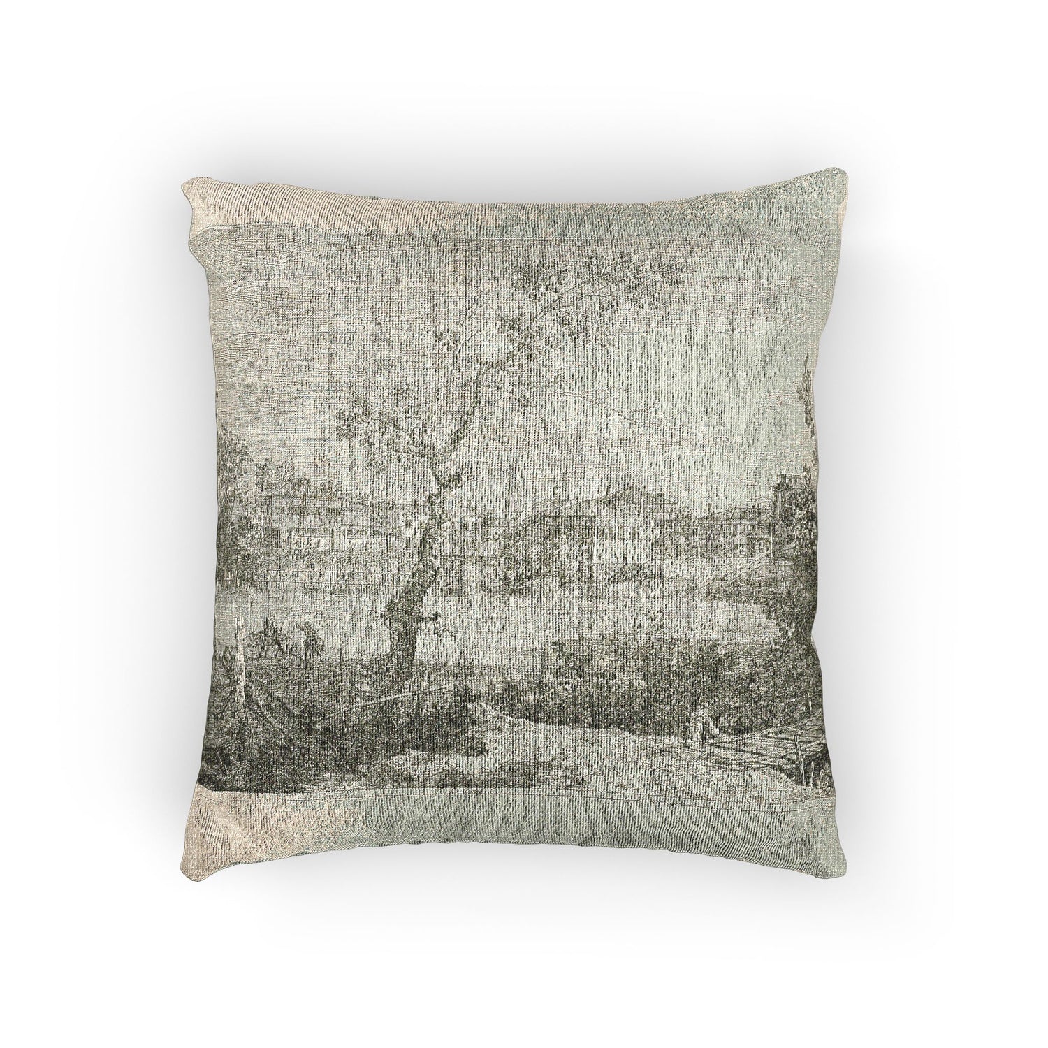 View of a Town on a River Bank - Canaletto Pillow