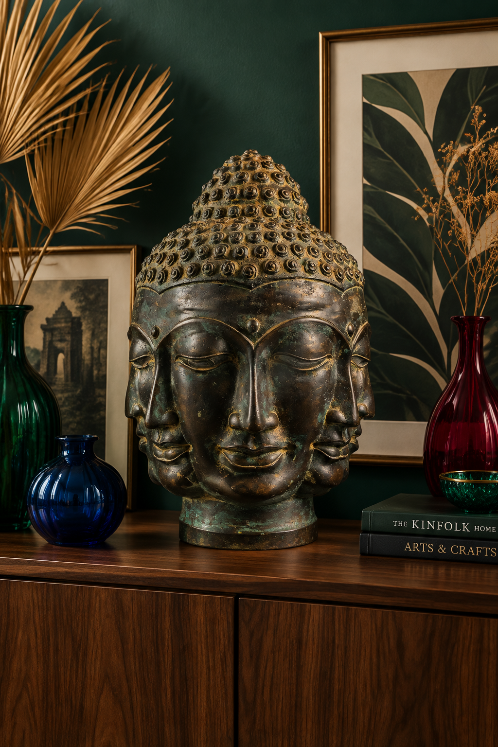 Bronze Buddha Head Statue