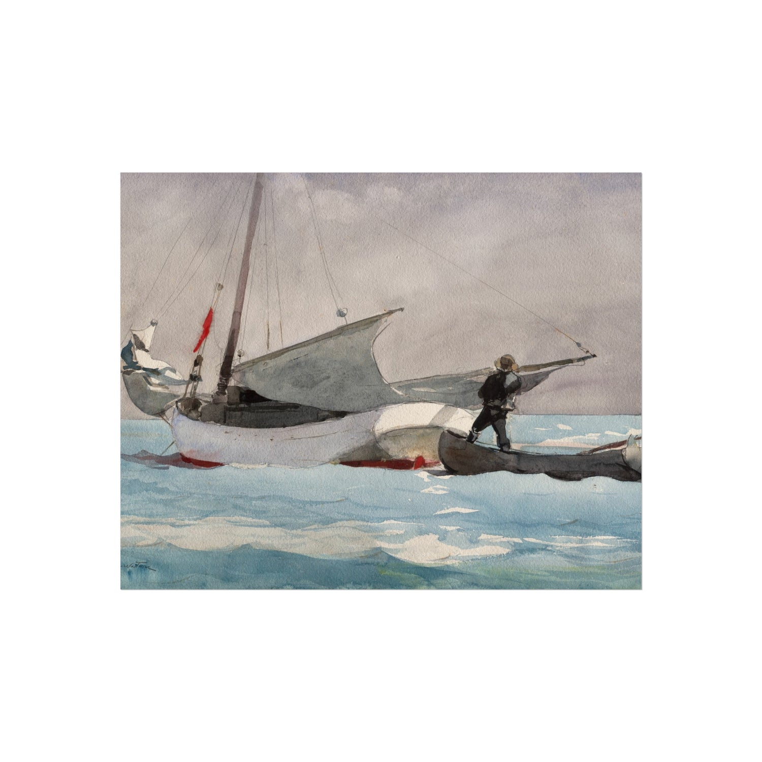 Winslow Homer - Stowing Sail | Fine Art Poster