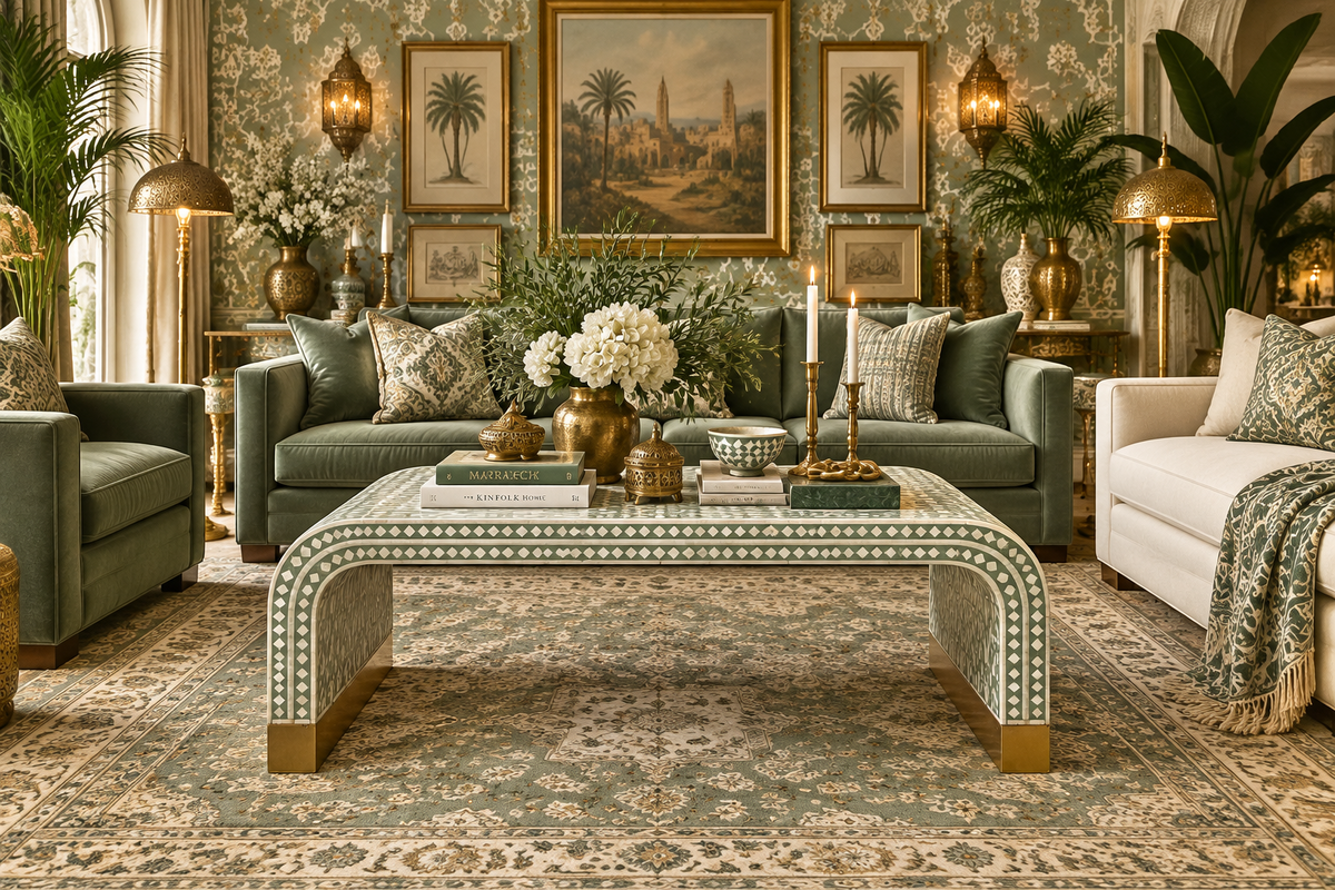Marrakech Waterfall Bone Inlay Coffee Table