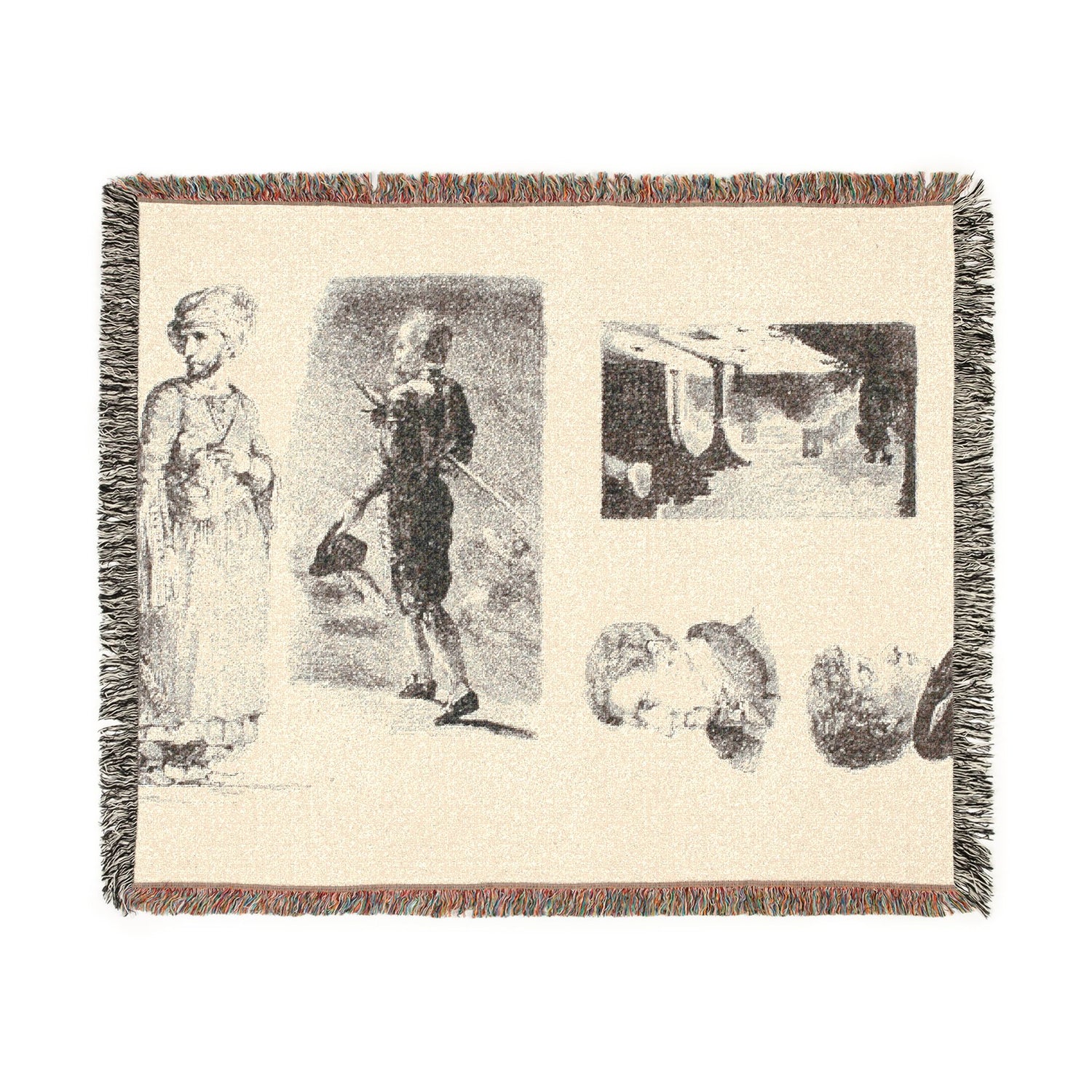Sheet of Sketches - Eugène Delacroix Tapestry Blanket