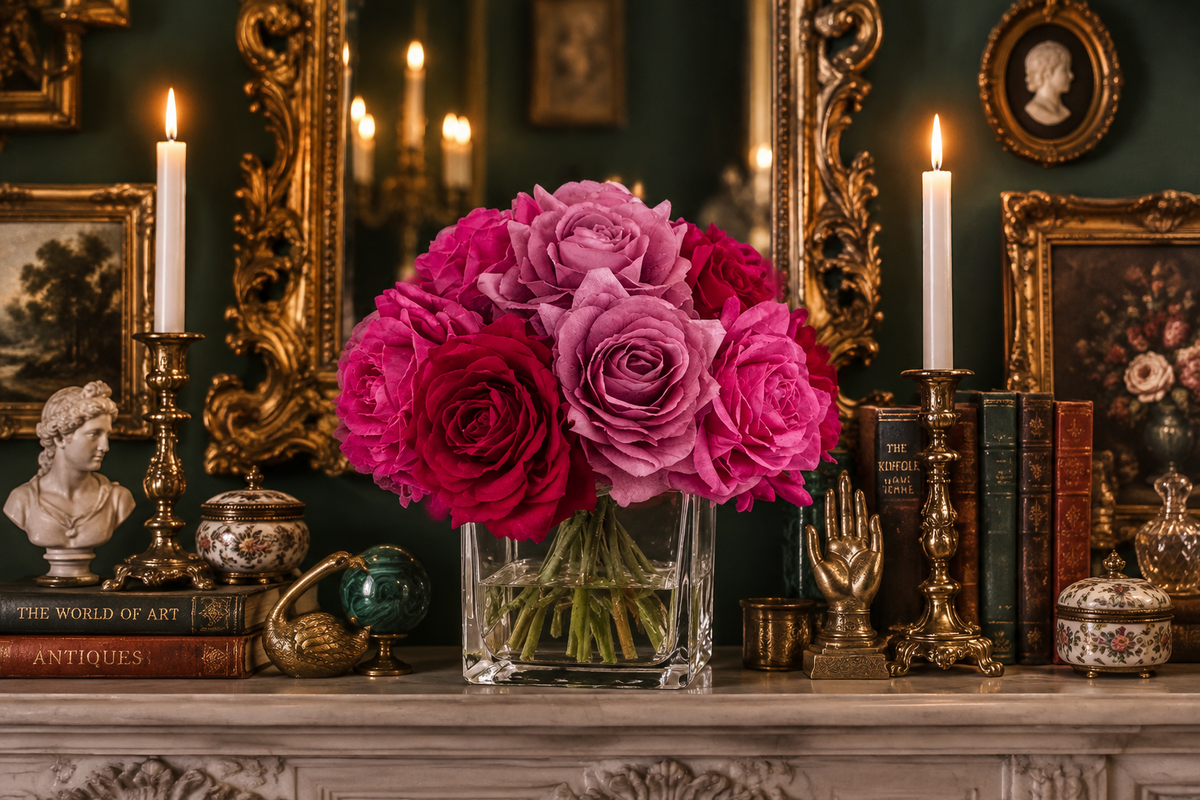 Real Touch Artificial Silk Rose Centerpiece Arrangement in Fake Water