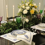 4 Pcs Linen Greek Placemat Set styled in a room setting