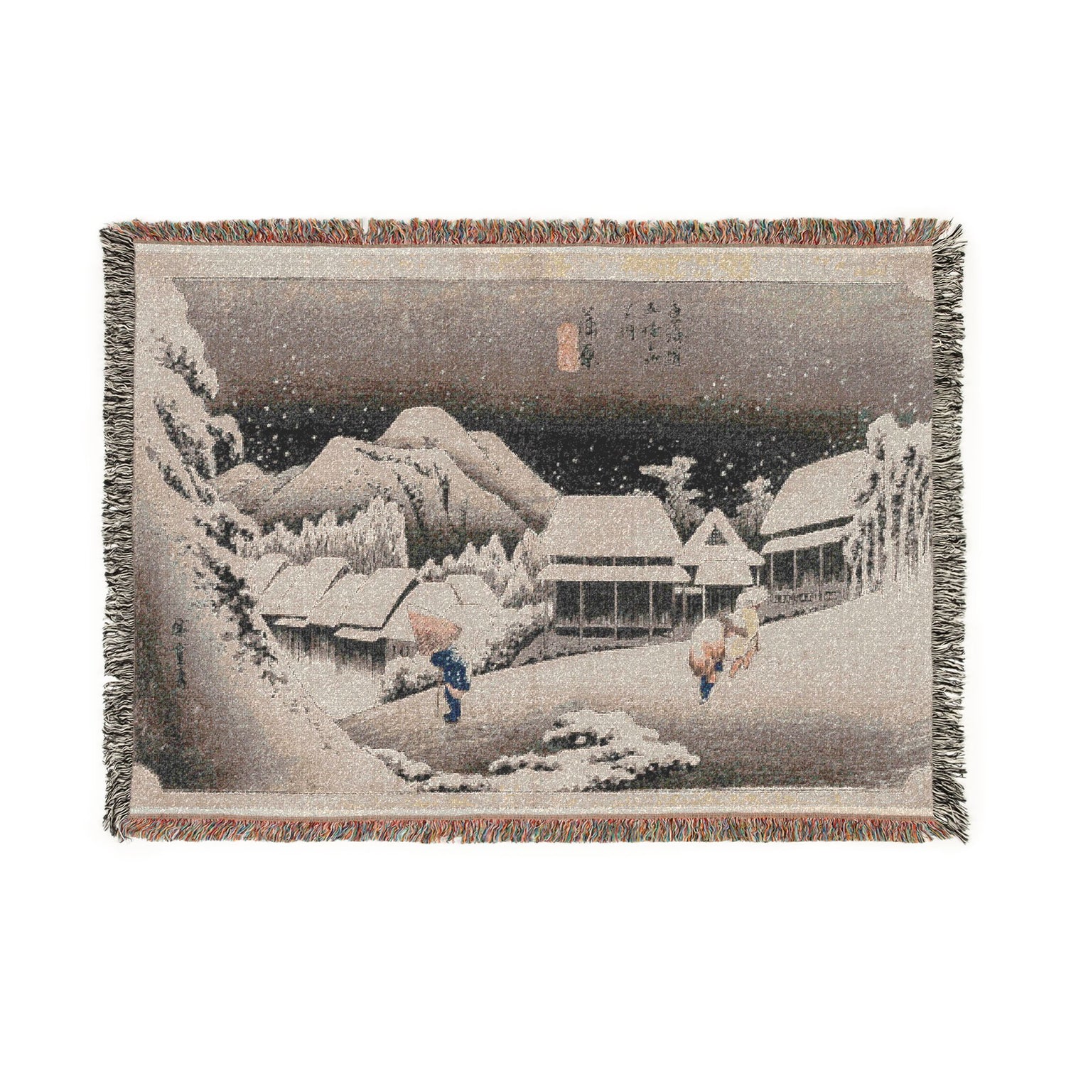 Evening Snow at Kambara Tokaido - Utagawa Hiroshige Tapestry Blanket
