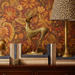 Brass Deer Figurine Decorative Object styled in a room setting