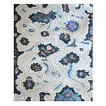 Azure Blossom Wave Hand Tufted Rug