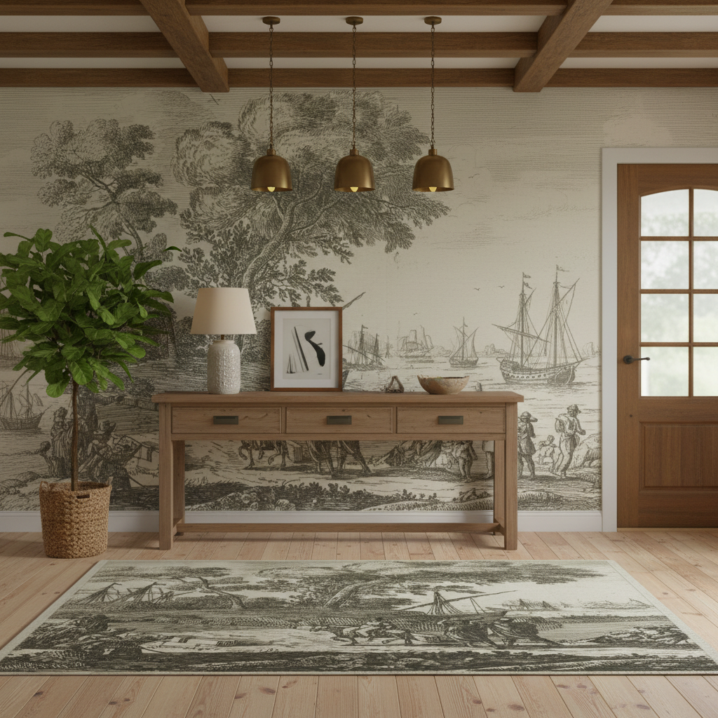 Escena costera con un artista dibujando - Alfombra de área de Claude Lorrain