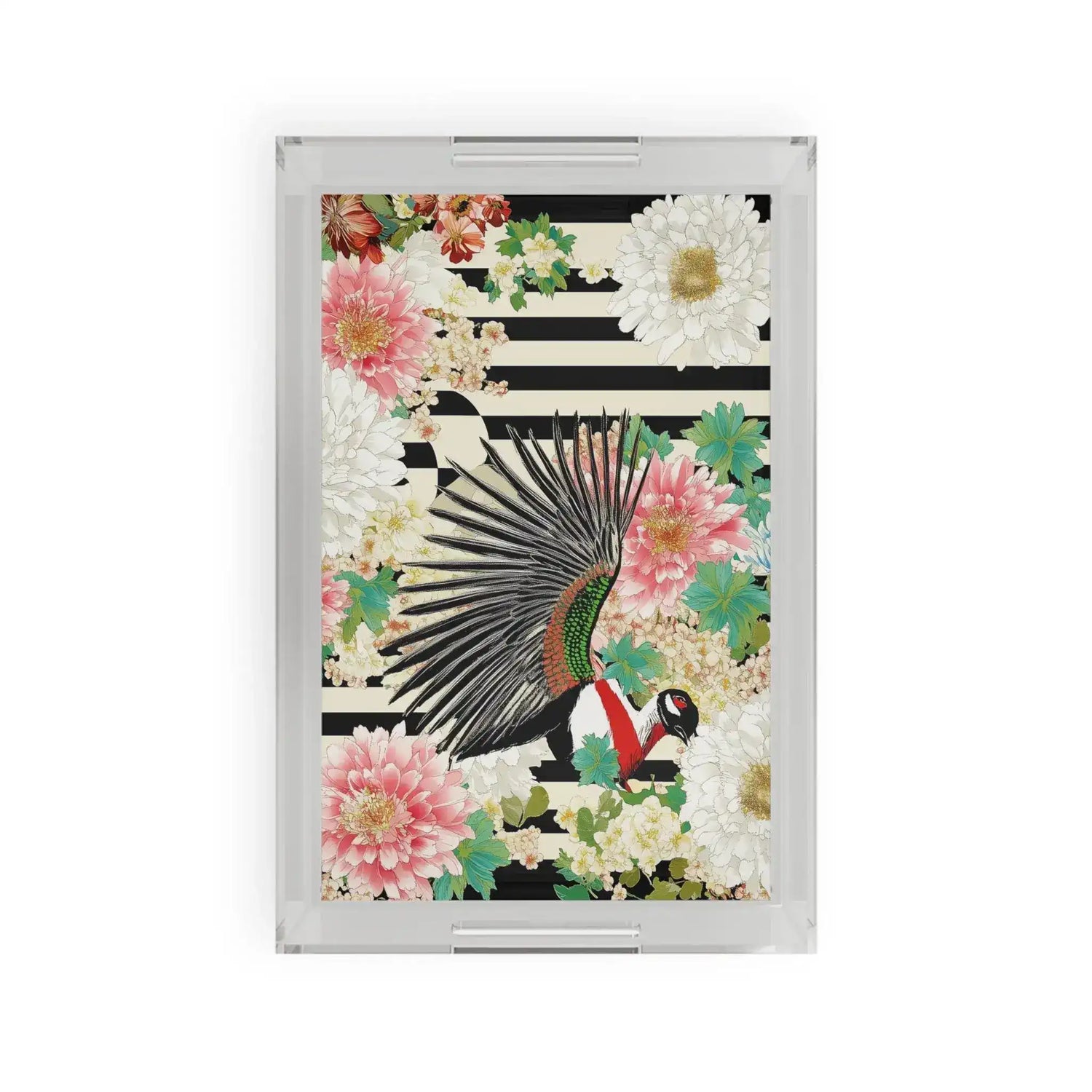 Striped Garden Bird Serving Tray