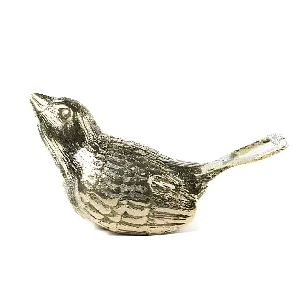 Solid Brass Bird Bottle Opener shaped as perching bird with detailed feather texture, antique gold finish