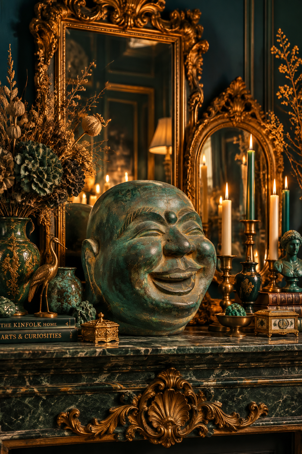 Solid Brass Lucky Chinese Buddha Head