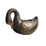 Solid Brass Duck Astray Candle Holder top view of open bowl body for ash or candle