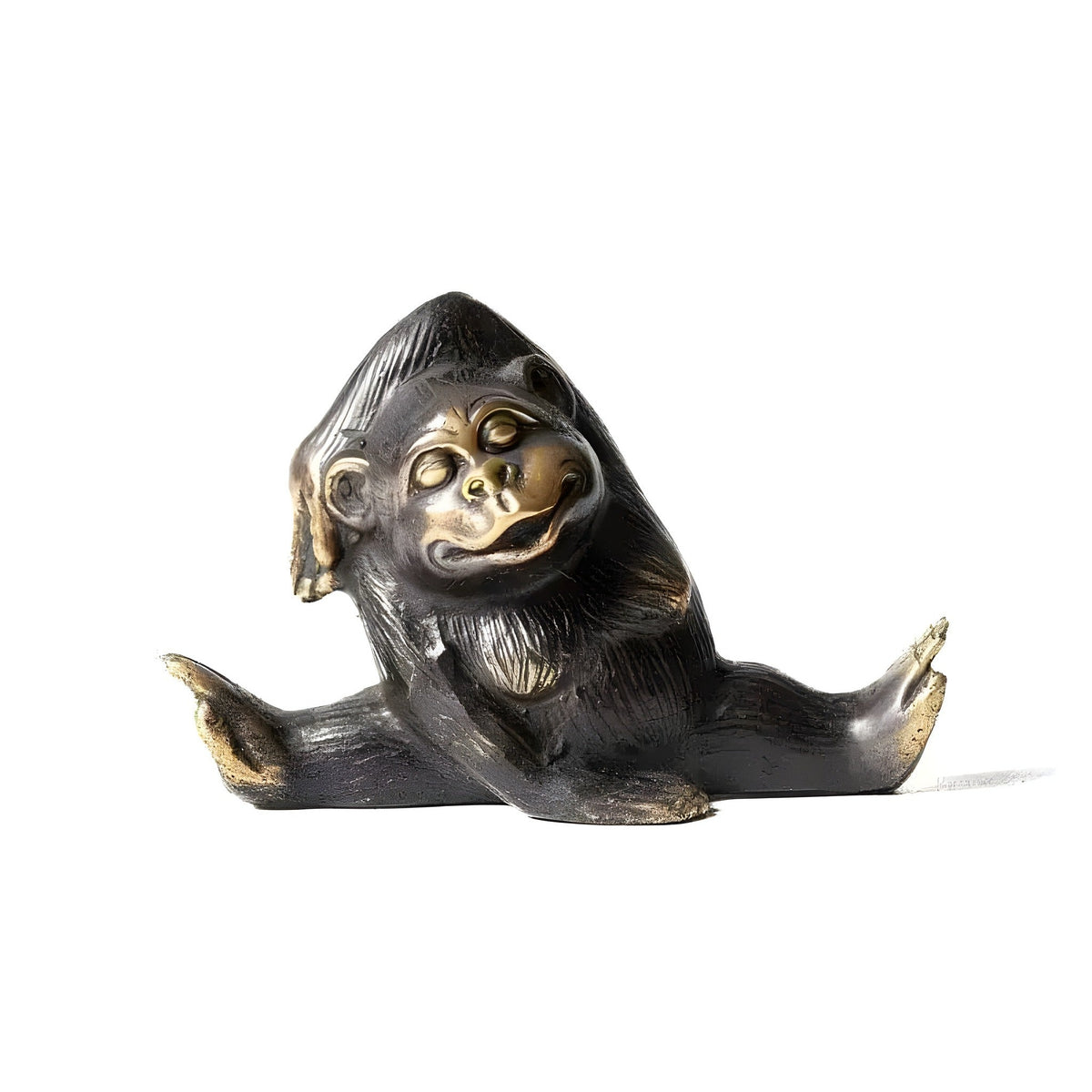 Solid Brass Yoga Monkeys Sculpture pose A antique finish, monkey seated in meditation hand gesture