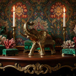 Solid Brass Royal Elephant Figurine styled in a room setting