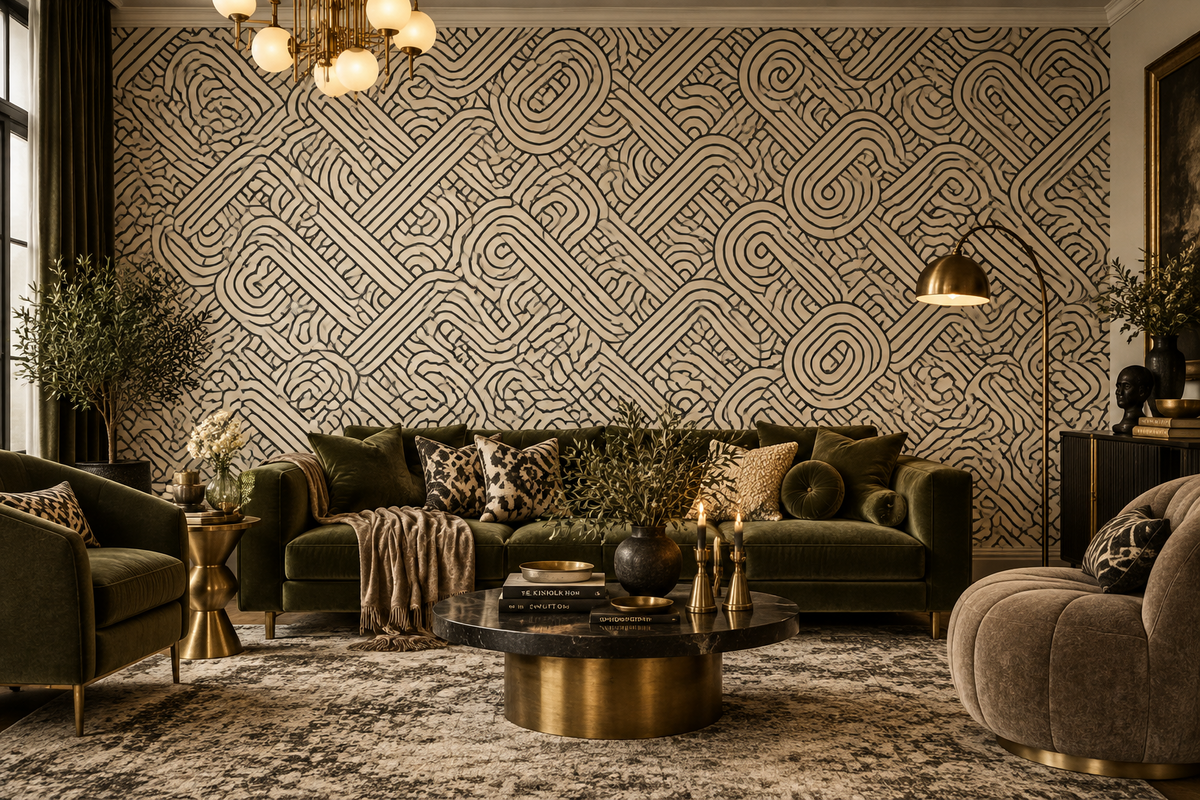 Retro Style Geometric Lines Wallpaper