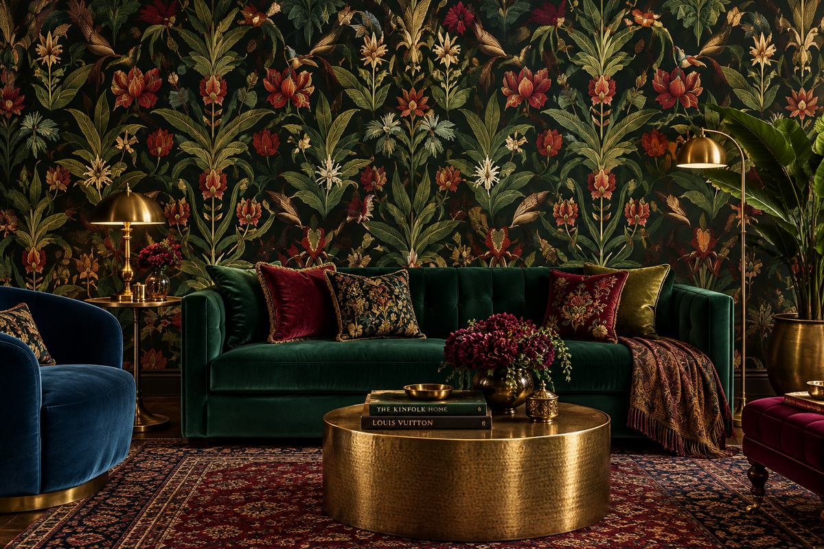 Alaia Vintage Dark Botanical Wallpaper